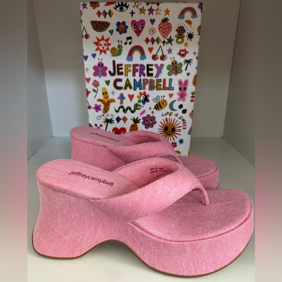 Jeffrey Campbell Shoes - Jeffrey Campbell Drippin Sandals Shoes Festival wear Platforms Pink Denim size 8